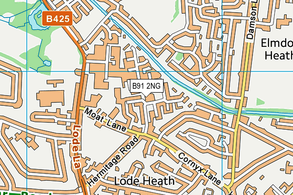 B91 2NG map - OS VectorMap District (Ordnance Survey)