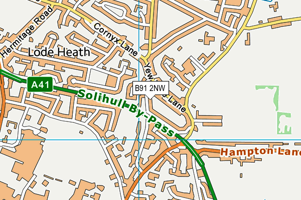 B91 2NW map - OS VectorMap District (Ordnance Survey)