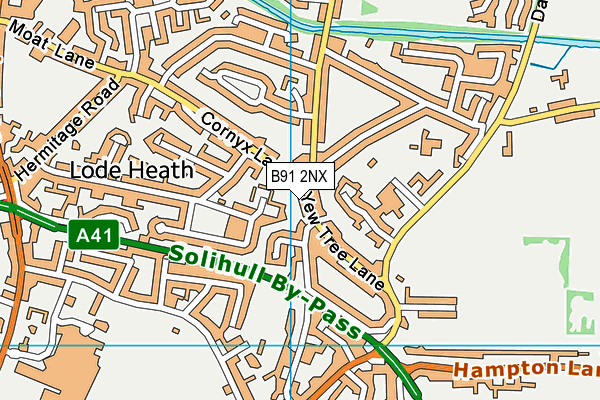 B91 2NX map - OS VectorMap District (Ordnance Survey)