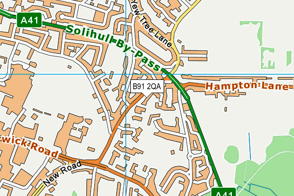 B91 2QA map - OS VectorMap District (Ordnance Survey)