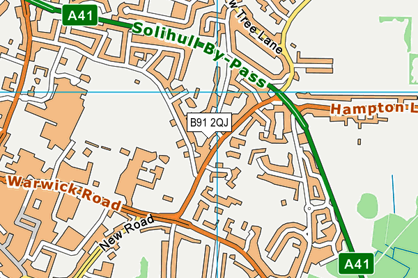 B91 2QJ map - OS VectorMap District (Ordnance Survey)