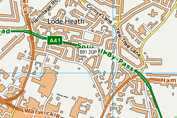 B91 2QP map - OS VectorMap District (Ordnance Survey)