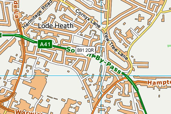 B91 2QR map - OS VectorMap District (Ordnance Survey)