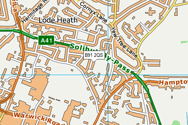 B91 2QS map - OS VectorMap District (Ordnance Survey)