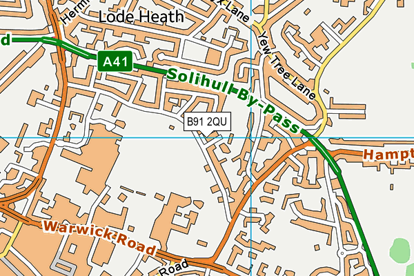 B91 2QU map - OS VectorMap District (Ordnance Survey)