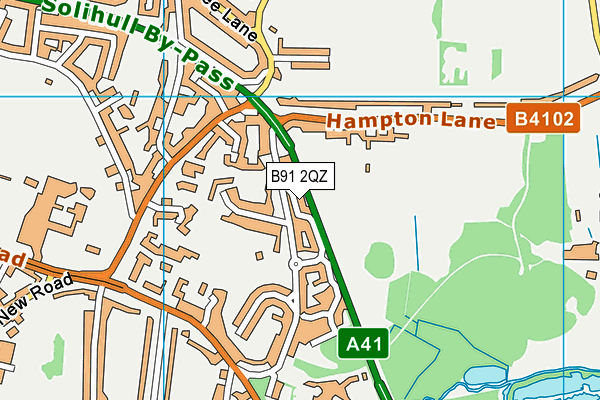 B91 2QZ map - OS VectorMap District (Ordnance Survey)