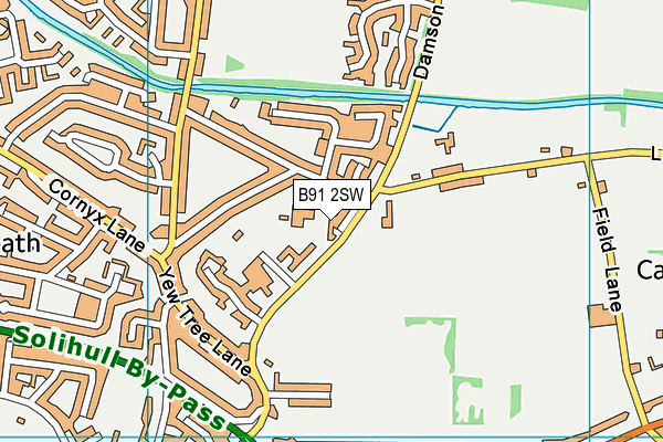 B91 2SW map - OS VectorMap District (Ordnance Survey)