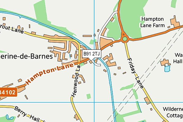 Catherine De Barnes Cricket Club map (B91 2TJ) - OS VectorMap District (Ordnance Survey)