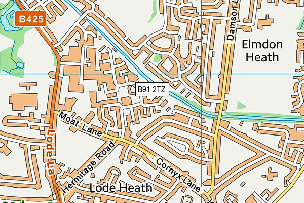 B91 2TZ map - OS VectorMap District (Ordnance Survey)