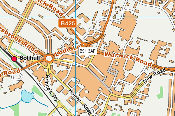 B91 3AF map - OS VectorMap District (Ordnance Survey)