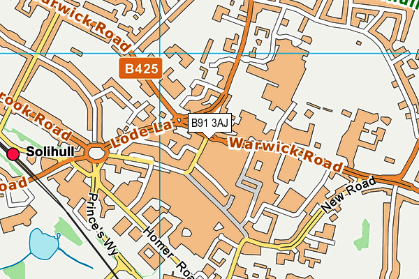 B91 3AJ map - OS VectorMap District (Ordnance Survey)