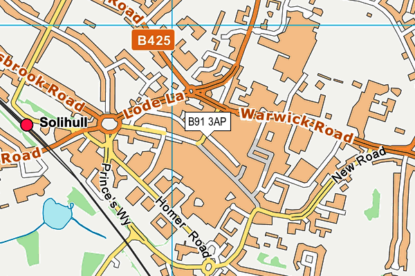 B91 3AP map - OS VectorMap District (Ordnance Survey)