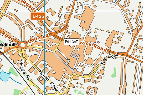 B91 3AT map - OS VectorMap District (Ordnance Survey)