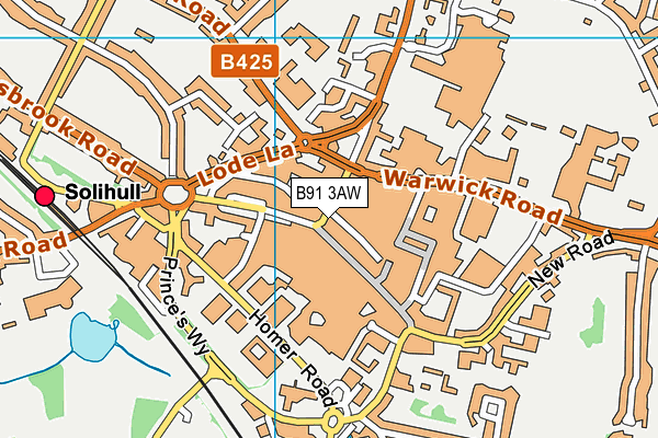 B91 3AW map - OS VectorMap District (Ordnance Survey)