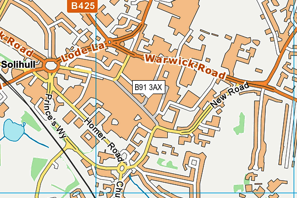 B91 3AX map - OS VectorMap District (Ordnance Survey)