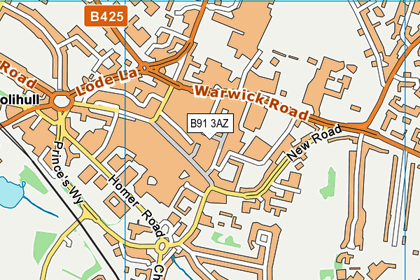 B91 3AZ map - OS VectorMap District (Ordnance Survey)