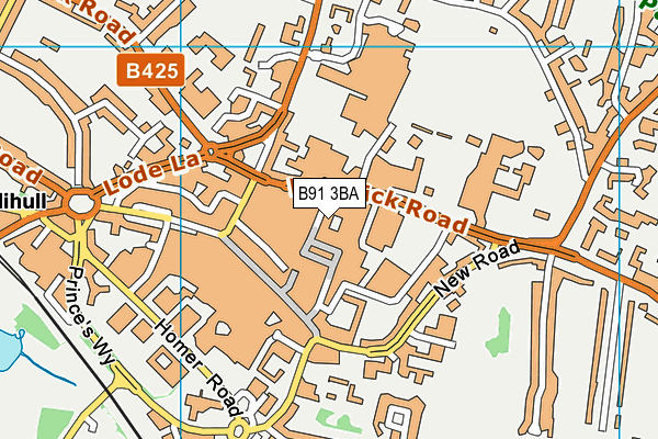 B91 3BA map - OS VectorMap District (Ordnance Survey)