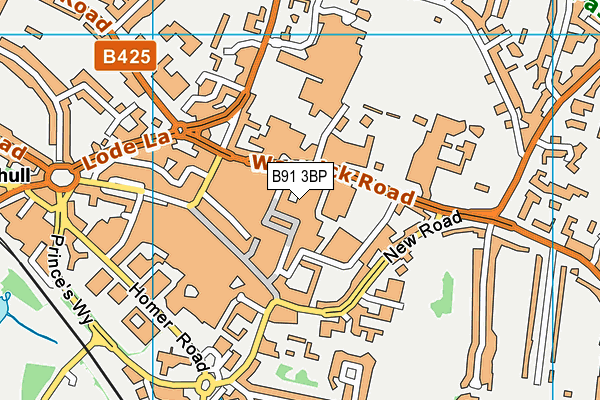 B91 3BP map - OS VectorMap District (Ordnance Survey)