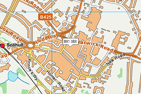 B91 3BX map - OS VectorMap District (Ordnance Survey)
