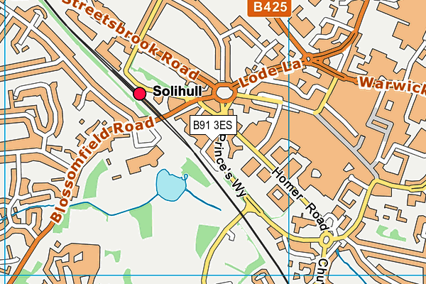 B91 3ES map - OS VectorMap District (Ordnance Survey)