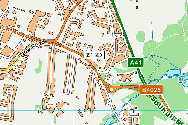 B91 3EX map - OS VectorMap District (Ordnance Survey)
