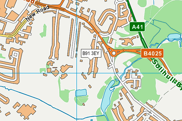 B91 3EY map - OS VectorMap District (Ordnance Survey)