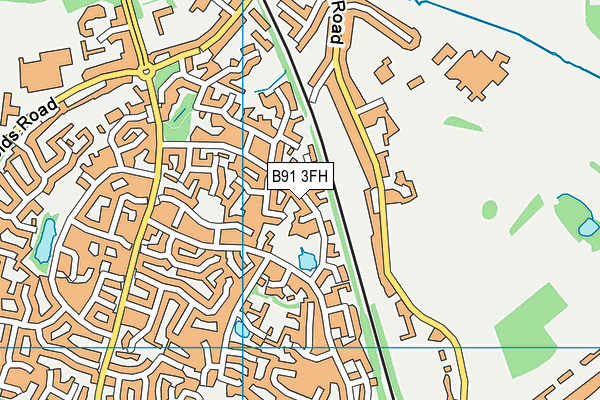 B91 3FH map - OS VectorMap District (Ordnance Survey)