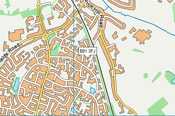 B91 3FJ map - OS VectorMap District (Ordnance Survey)