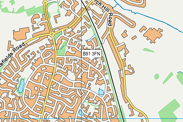 B91 3FN map - OS VectorMap District (Ordnance Survey)