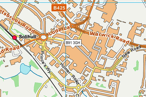 B91 3GH map - OS VectorMap District (Ordnance Survey)
