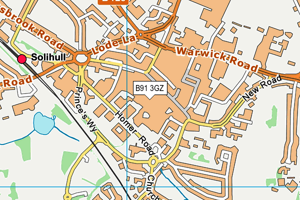 B91 3GZ map - OS VectorMap District (Ordnance Survey)