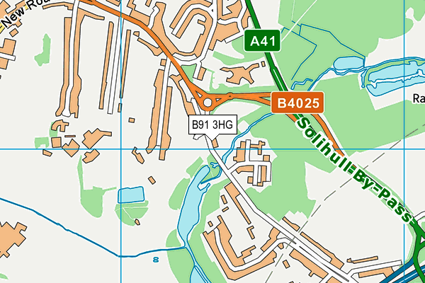 B91 3HG map - OS VectorMap District (Ordnance Survey)