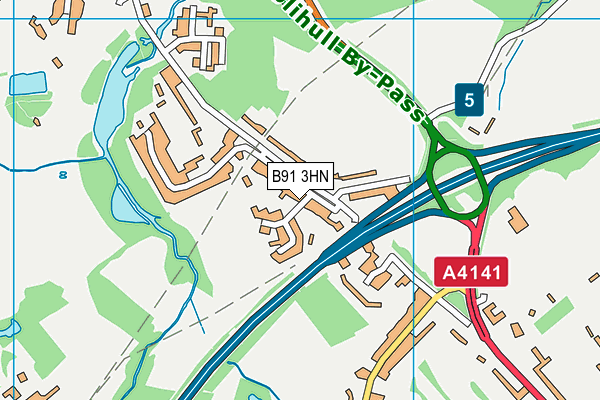 B91 3HN map - OS VectorMap District (Ordnance Survey)