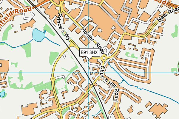 B91 3HX map - OS VectorMap District (Ordnance Survey)