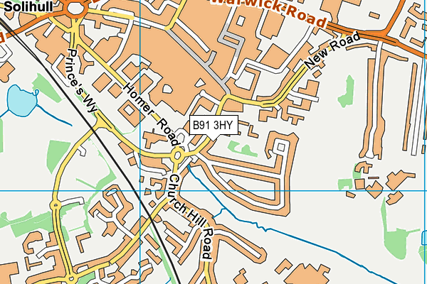 B91 3HY map - OS VectorMap District (Ordnance Survey)