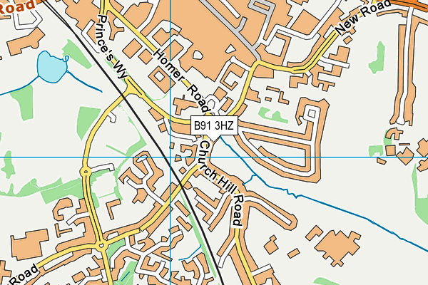 B91 3HZ map - OS VectorMap District (Ordnance Survey)