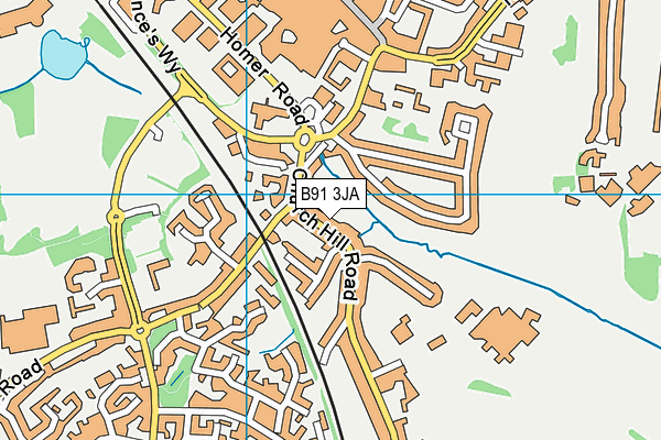 B91 3JA map - OS VectorMap District (Ordnance Survey)