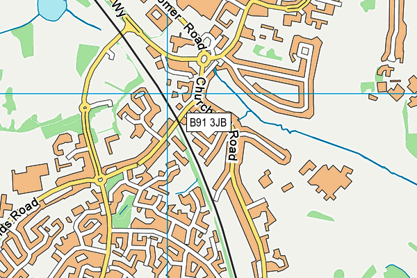 B91 3JB map - OS VectorMap District (Ordnance Survey)