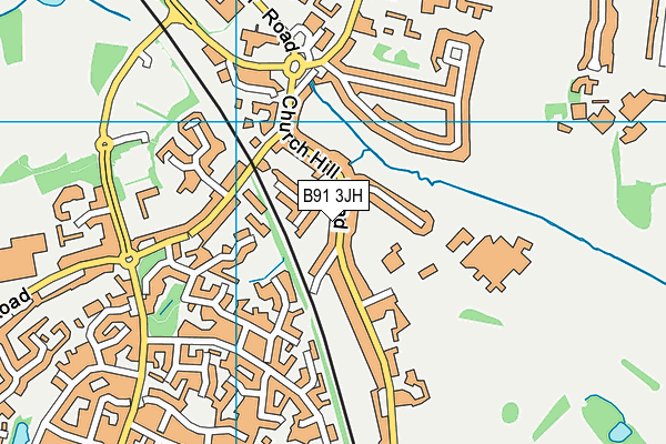 B91 3JH map - OS VectorMap District (Ordnance Survey)