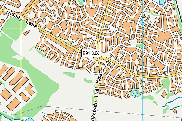 B91 3JX map - OS VectorMap District (Ordnance Survey)