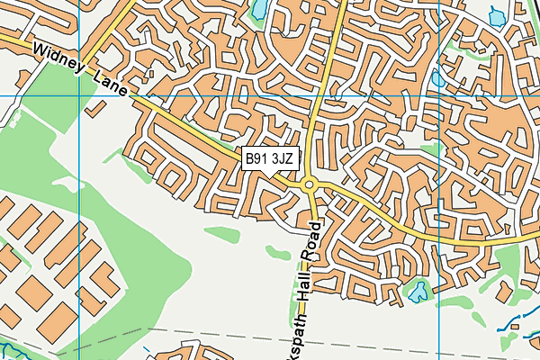 B91 3JZ map - OS VectorMap District (Ordnance Survey)