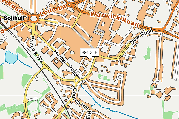 B91 3LF map - OS VectorMap District (Ordnance Survey)