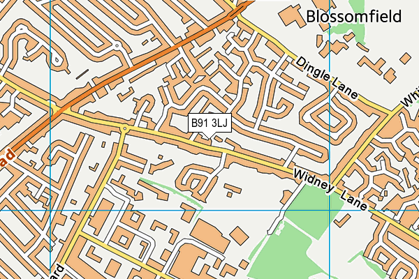 B91 3LJ map - OS VectorMap District (Ordnance Survey)