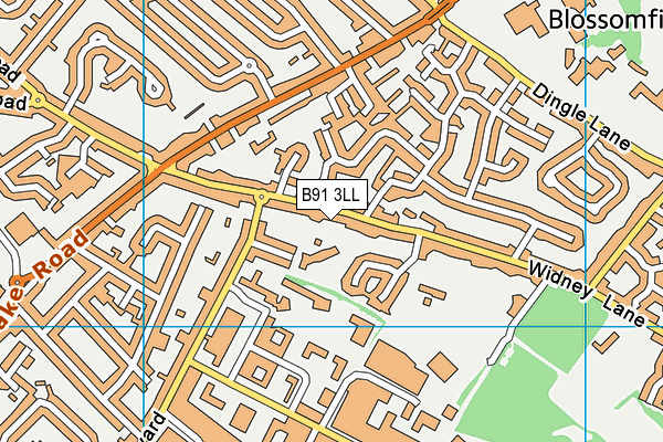 B91 3LL map - OS VectorMap District (Ordnance Survey)