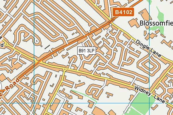 B91 3LP map - OS VectorMap District (Ordnance Survey)