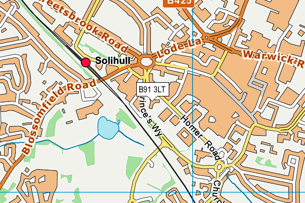 B91 3LT map - OS VectorMap District (Ordnance Survey)