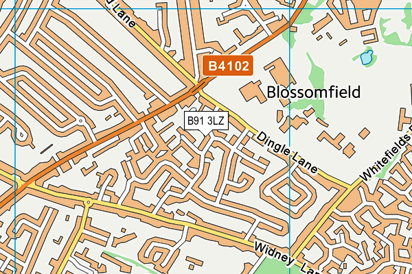 B91 3LZ map - OS VectorMap District (Ordnance Survey)