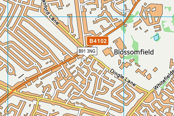 B91 3NG map - OS VectorMap District (Ordnance Survey)