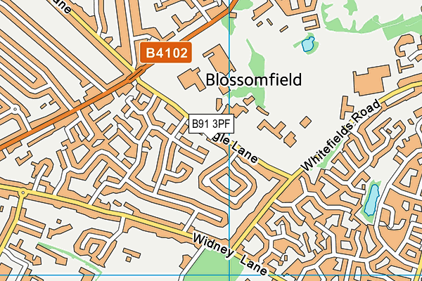 B91 3PF map - OS VectorMap District (Ordnance Survey)