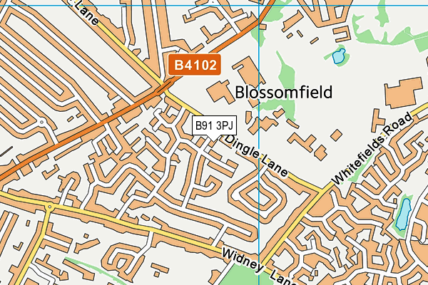 B91 3PJ map - OS VectorMap District (Ordnance Survey)